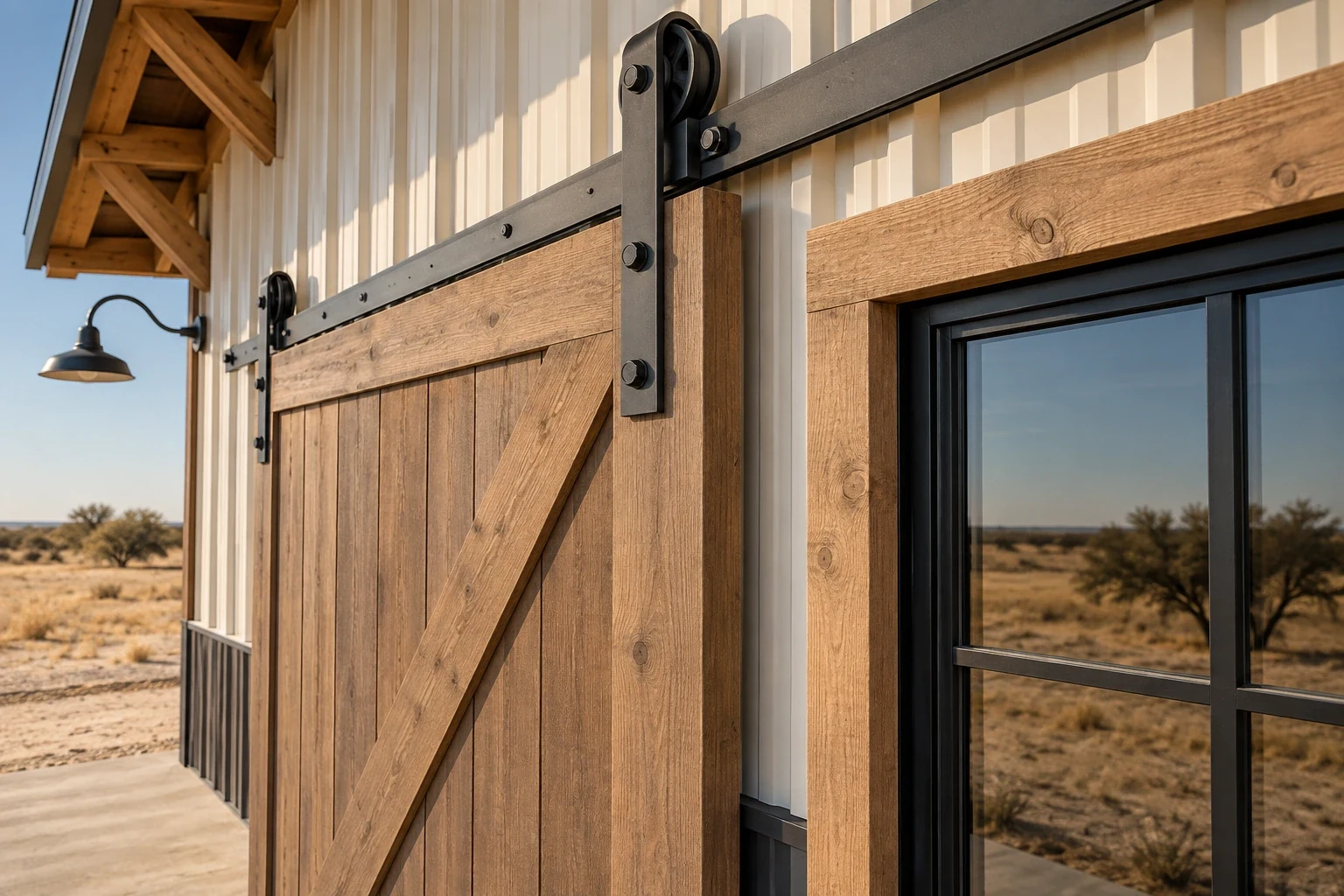 Custom Pole Barn Doors & Windows detail, Lubbock TX