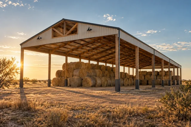 Hay Storage Buildings pole barn near Lubbock, Texas