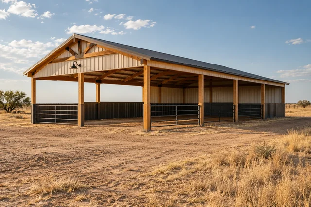 Livestock Barns pole barn near Lubbock, Texas