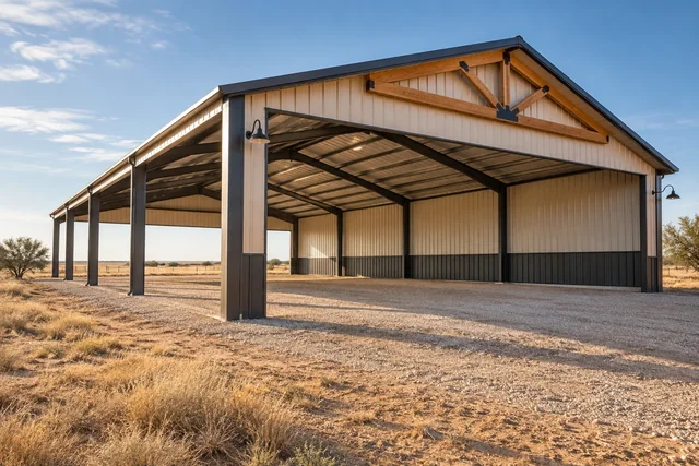 Machine Sheds & Equipment Storage pole barn near Lubbock, Texas