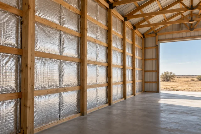 Pole Barn Insulation Installation pole barn near Lubbock, Texas