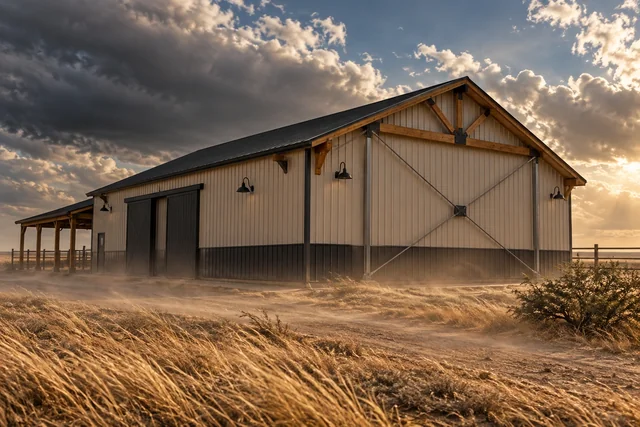 Pole Barn Wind Load Reinforcement pole barn near Lubbock, Texas